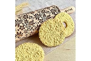 FLORAL WREATH Embossed Rolling Pin with Flowers Pattern for Baking