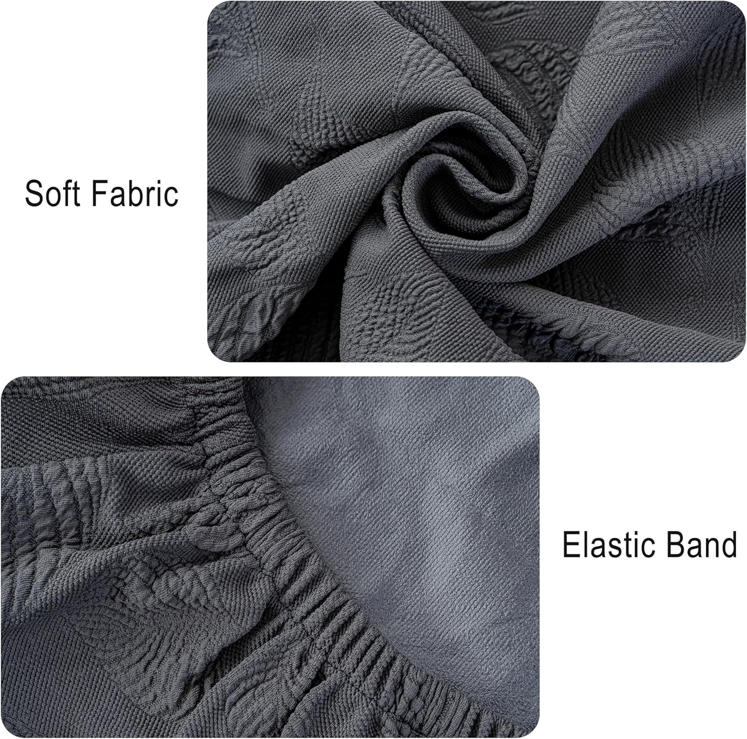 Genina Waterproof Dining Chair Covers Set of 4,Stretch Dining Room Chair Slipcovers with Leaf Jacquard,Removable Kitchen Chair Protector for Home,Restaurant,Banquet-Dark Grey,Large Size