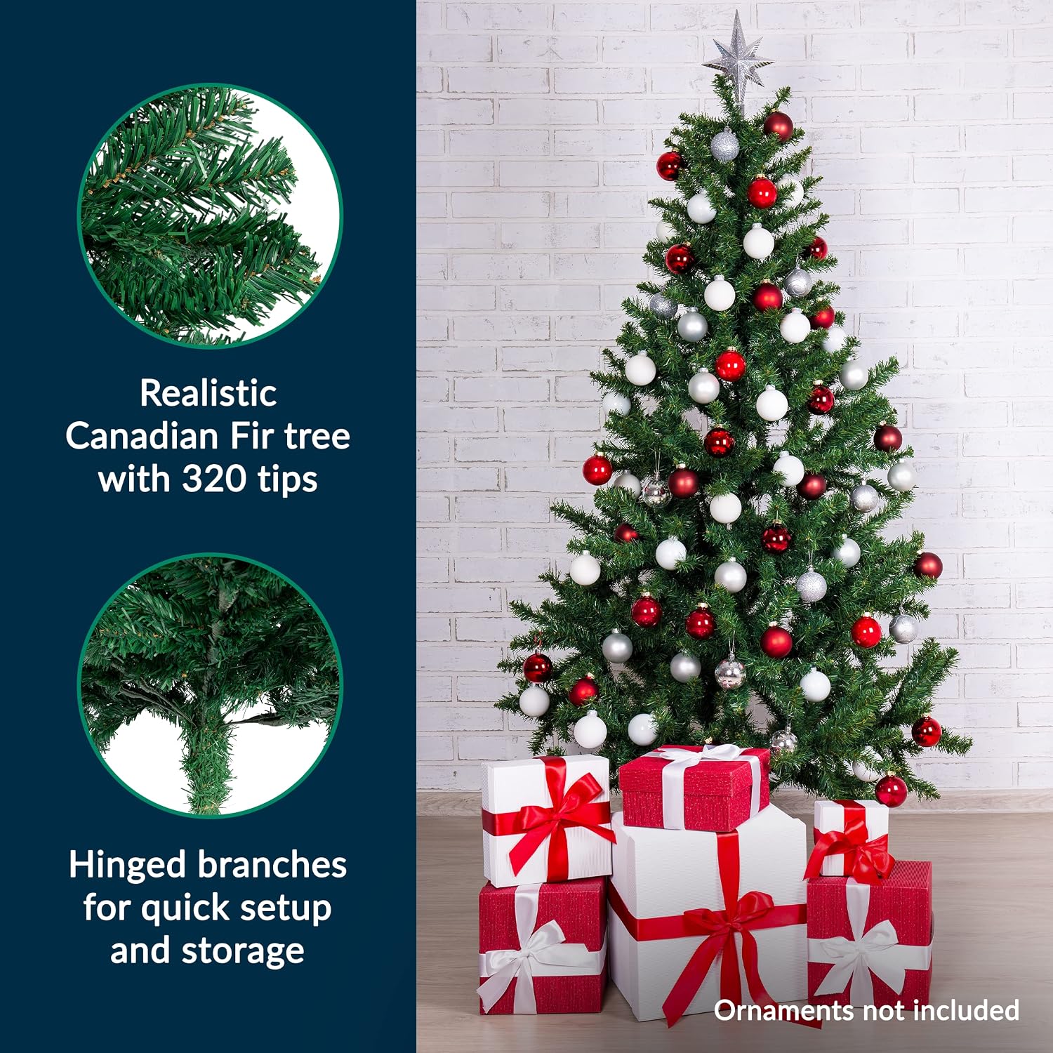 4 Ft Premium Christmas Tree with 320 Tips for Fullness - Artificial Canadian Fir Full Bodied Small Christmas Tree with Metal Stand, Lightweight and Easy to Assemble