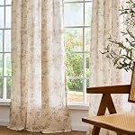 Lazzzy Taupe Rideaux en lin floral 84 Inch Long Agritourisme Boho Rideau Draps pour le salon Chambre Beige Light Filtering Vintage Rustique Back Tab Rod Rideaux de poche 2 Panneaux Taupe Pattern sur Beige