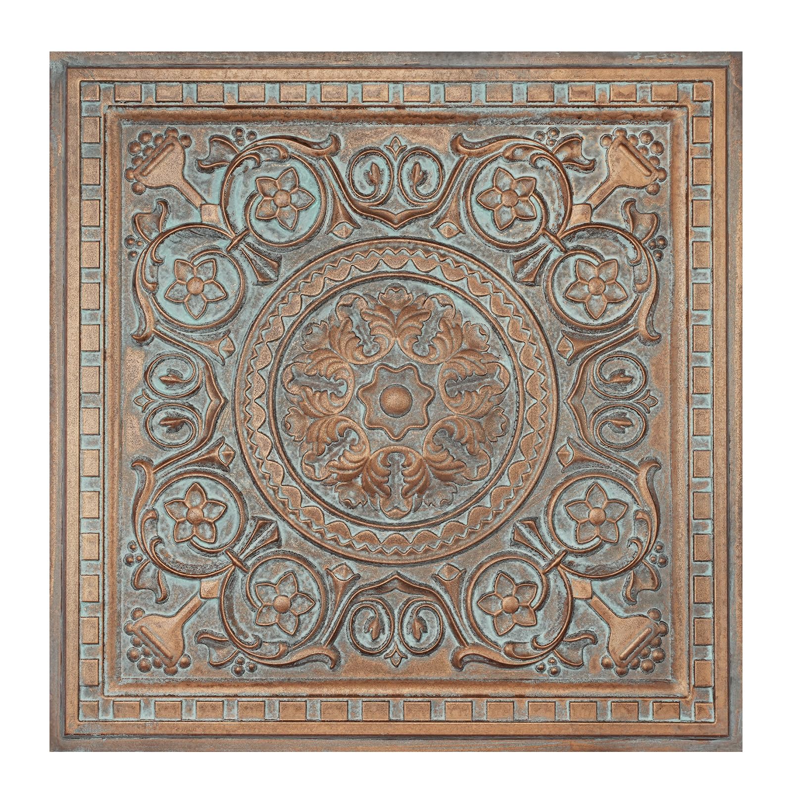 PAINTSDECOR Decorative Fancy Tiles, Easy to Install PVC Panels, for Barber House 24 x24in PL83 10Piece (Weather Copper)