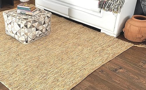 Miniatura 3 de Alfombra hecha a mano Saona cáñamo, fibra natural de algodón, fácil mantenimiento, alfombra para sala de estar, cama, habitación familiar, suelos (5