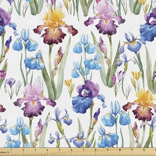 Vista 152 de Lunarable The Yard, tela azul real de The Yard, patrón de cerámica inspirado en el Medio Oriente estilo marroquí, estampado oriental, tela de satén