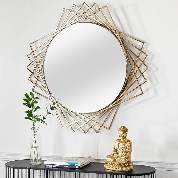 Deco 79 Metal Geometric Wall Mirror, 42
