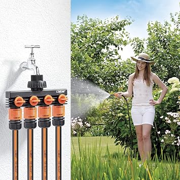 Claber 8581 Four Way Socket Black/Orange/Grey