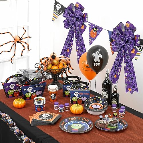 Miniatura 5 de Lucleag 2 lazos grandes de corona de Halloween, 19.7 x 11.4 pulgadas, decoración de esqueleto de araña y calabaza para interiores y exteriores,