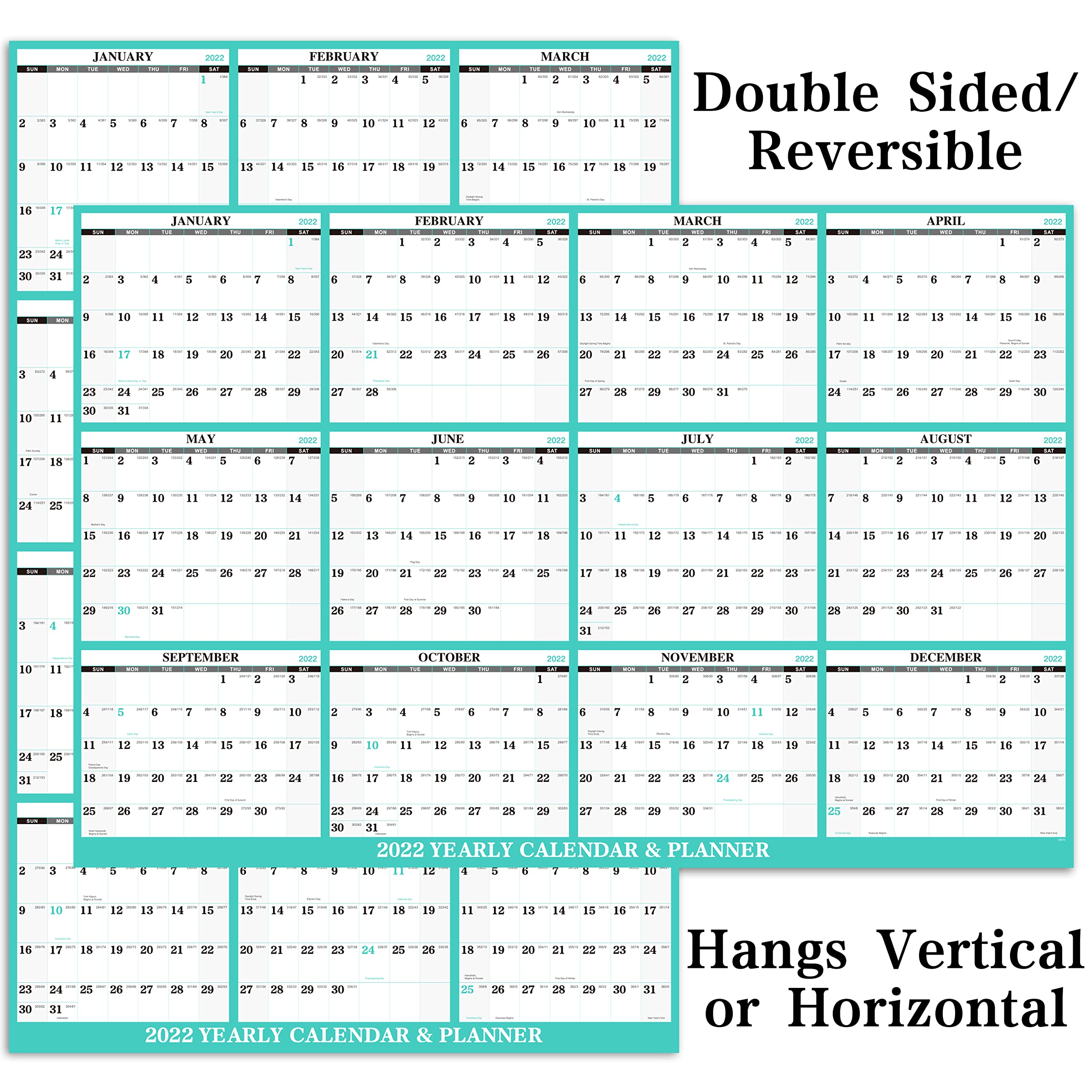 Buy Erasable Calendar 2022 Wall Calendar Dry Erase 2022, 34.6" x 22.9