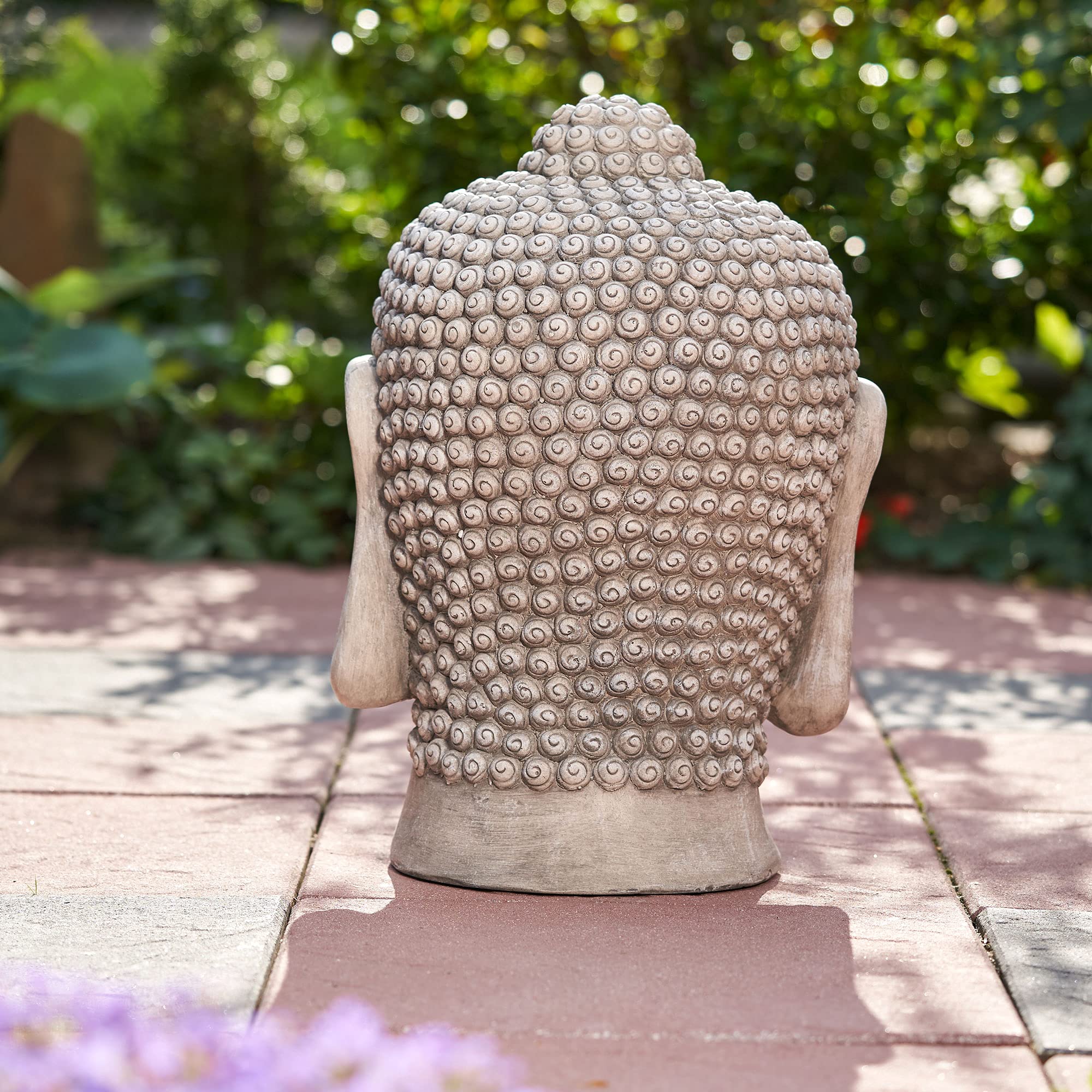 Worldconnection Riesiger 50cm Buddha Kopf sehr stabil, Stein-Look,Skulptur Bali Garten Höhe ca.50cm Feng Shui Gartendeko