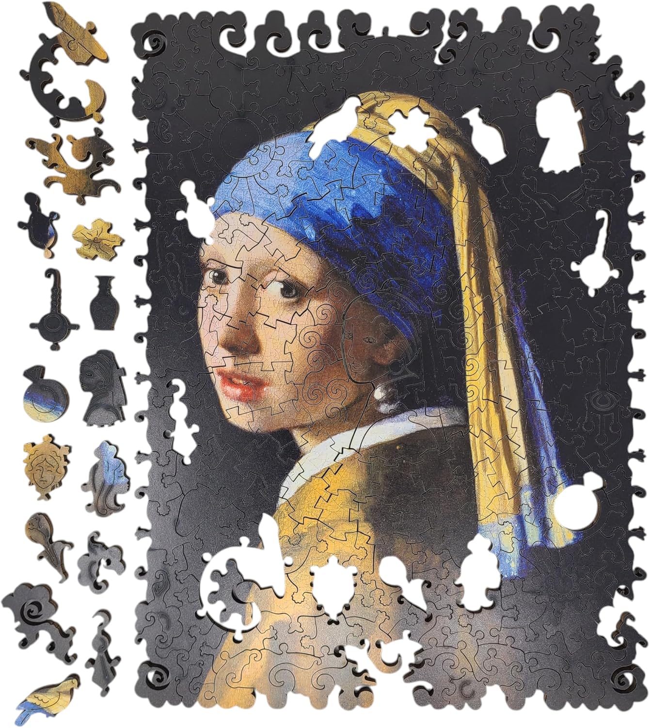 Wooden Jigsaw Puzzle for Adults - Uniquely Shaped Pieces - Made in The USA by FoxSmartBox - 220 Pieces - Girl with a Pearl Earring