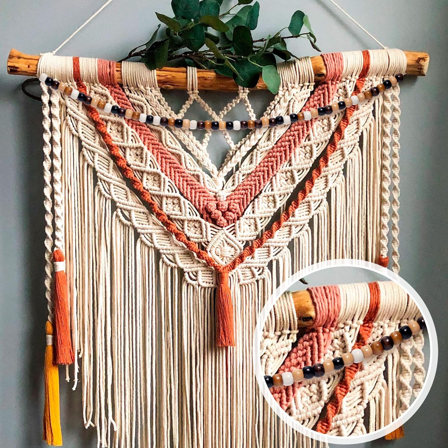 280pcs Large Hole Wooden Beads for Crafts, 9×10mm Round Natural Wood Hair Beads, Retro Wooden Spacer Bead for Necklaces Bracelets Earrings Keychains Garland DIY Craft- 5 Colors - Image 5