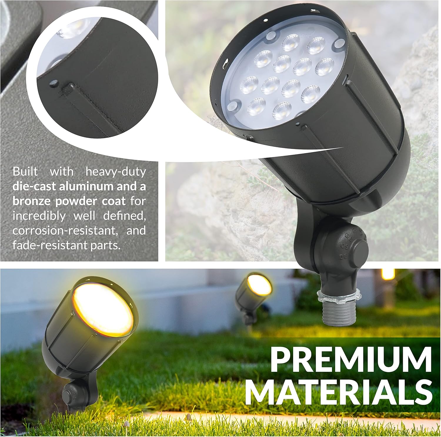 12-Watt Outdoor LED Flood Light, Weatherproof, Bronze. for use in Flagpole, Flood, Backyards, Playgrounds, and Landscape Lighting Applications