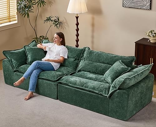 Hobestluk Sofá modular de 104 pulgadas, sofá modular de 3 plazas, sofá sin hueso, sofá nube con cojín extraíble, sofás modulares para sala de estar