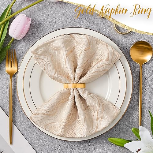 Miniatura 3 de Juego de 6 servilleteros dorados, servilleteros de Pascua, hebillas de metal semicírculo, servilleteros para decoración de mesa de cena, boda,