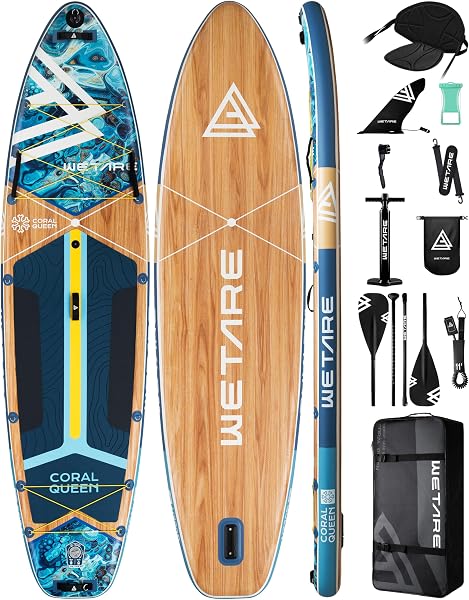 WETARE 116x35 Inflatable Paddle Board, 450lbs Extra Wide Stand Up Sup Board for Adults, Blow Up Paddleboard Kayak Non-Sl