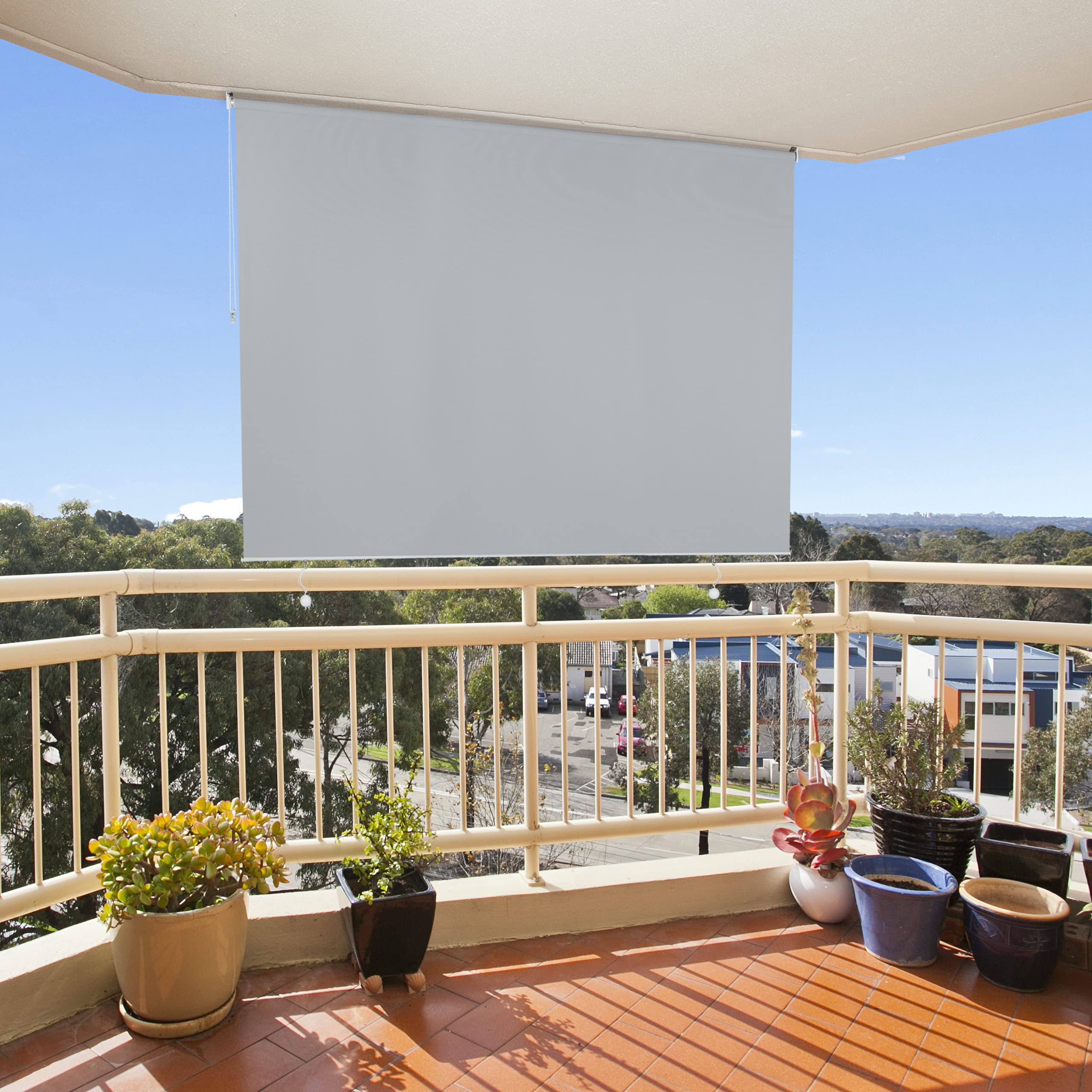 Relaxdays Store Vertical, 140 x 180 cm, extérieur pour Balcon, terrasse & Jardin, résiste aux intempéries, Gris