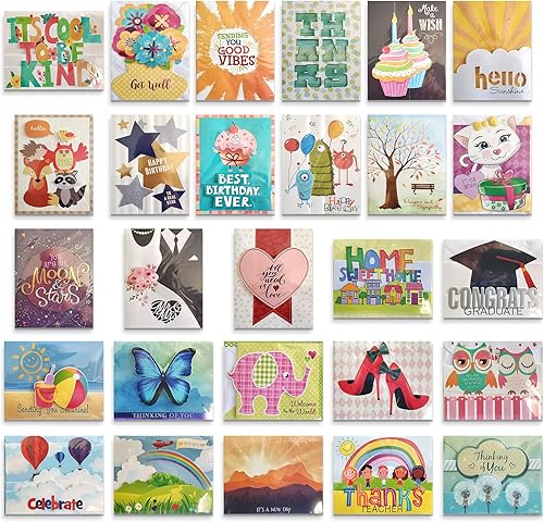 Juego de 35 tarjetas de felicitación hechas a mano para todas las ocasiones, adornadas, diseños únicos con sobres a juego, tarjetas de cumpleaños,