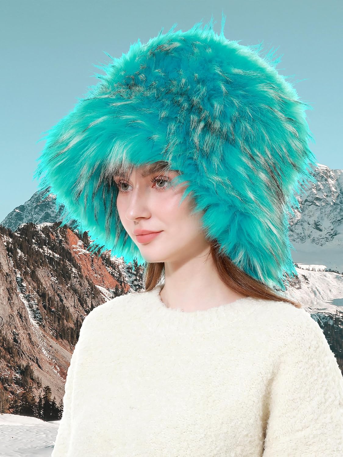 Rulala Fancy Womens Faux Fur Bucket Hat for Winter Fuzzy Fluffy Warm Ladies Fisherman Cap