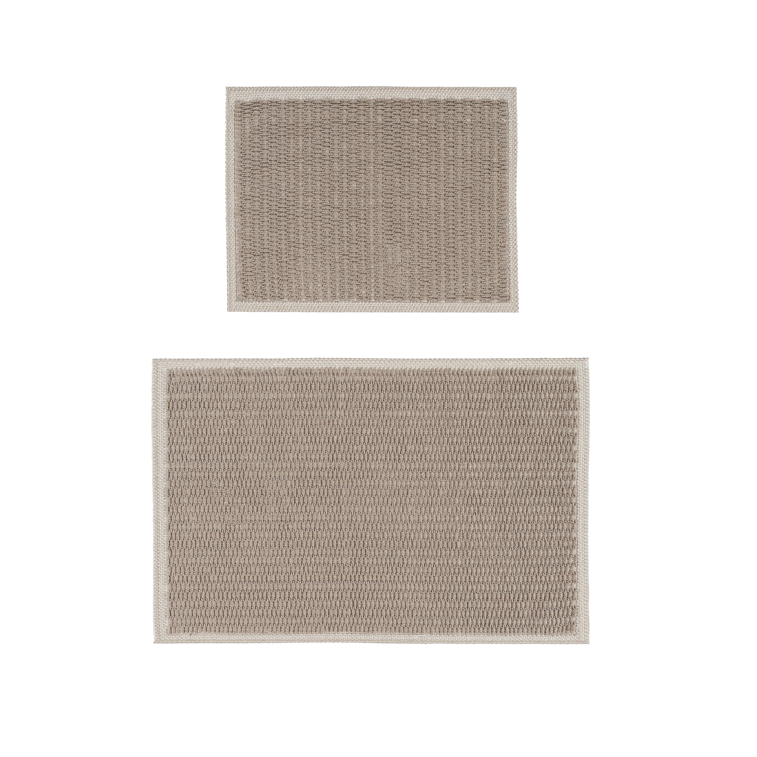 Ruglenza Bathroom Mat Set – 2 Piece Non Slip Cotton Bath Mats for Bathroom & Shower, Textured Loop Bath Rug Set, Quick Dry, Machine Washable, Easy Clean (Ecru/Beige-BK11, 50 x 120 CM)