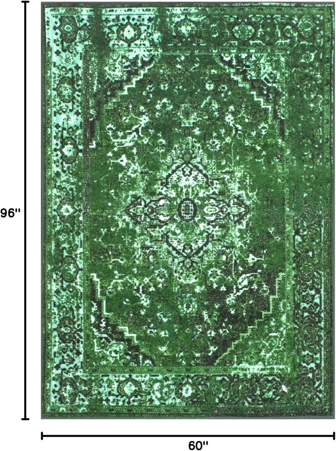 Green Vintage Persian Oriental Area Rug, 5 x 8 ft