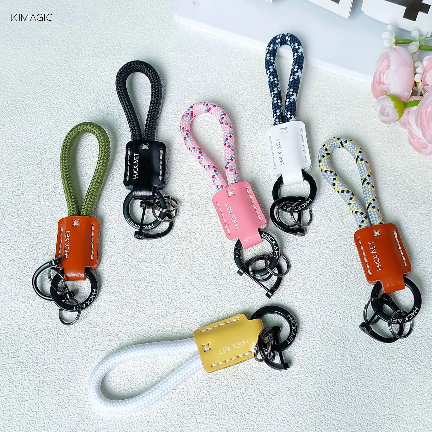 KIMAGIC Handmade Cowhide Leather Short Car Keychain,Wrist Strap Lanyard,for Women&Men,Multifunctional Phone&Car Key Holder