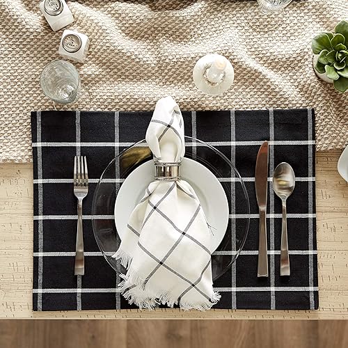 Miniatura 5 de DII Basic Check Collection - Juego de servilletas, color negro, 6 piezas