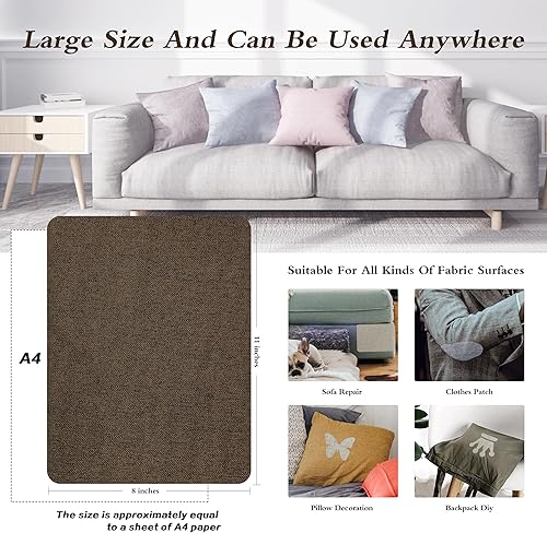 Vista 251 de Parches de reparación de lino grueso, parches de tela de lino autoadhesivos, 8 x 11 pulgadas, 2 unidades, multicolor, se pueden utilizar