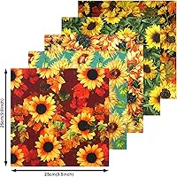 Vista 2 de levylisa Paquete de 10 piezas de tela de algodón de 10 x 10 pulgadas, tela de acolchado para retazos, manualidades, costura (girasol)