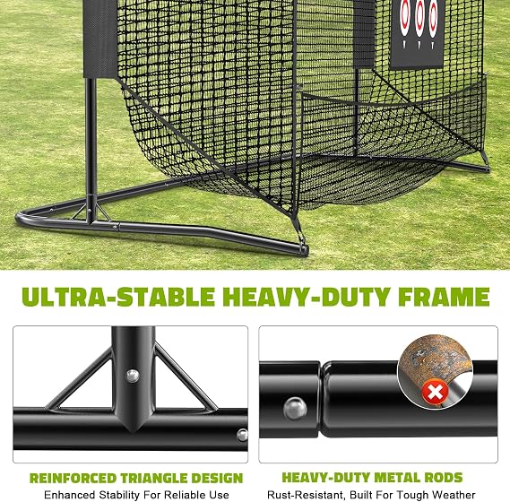 aikeec Golf Practice Hitting Net : Heavy Duty Metal Frame with 5-Layer Polyester Mesh & Target Cloth - Golf Net Indoor Outdoor Backyard Driving Range for Golfers
