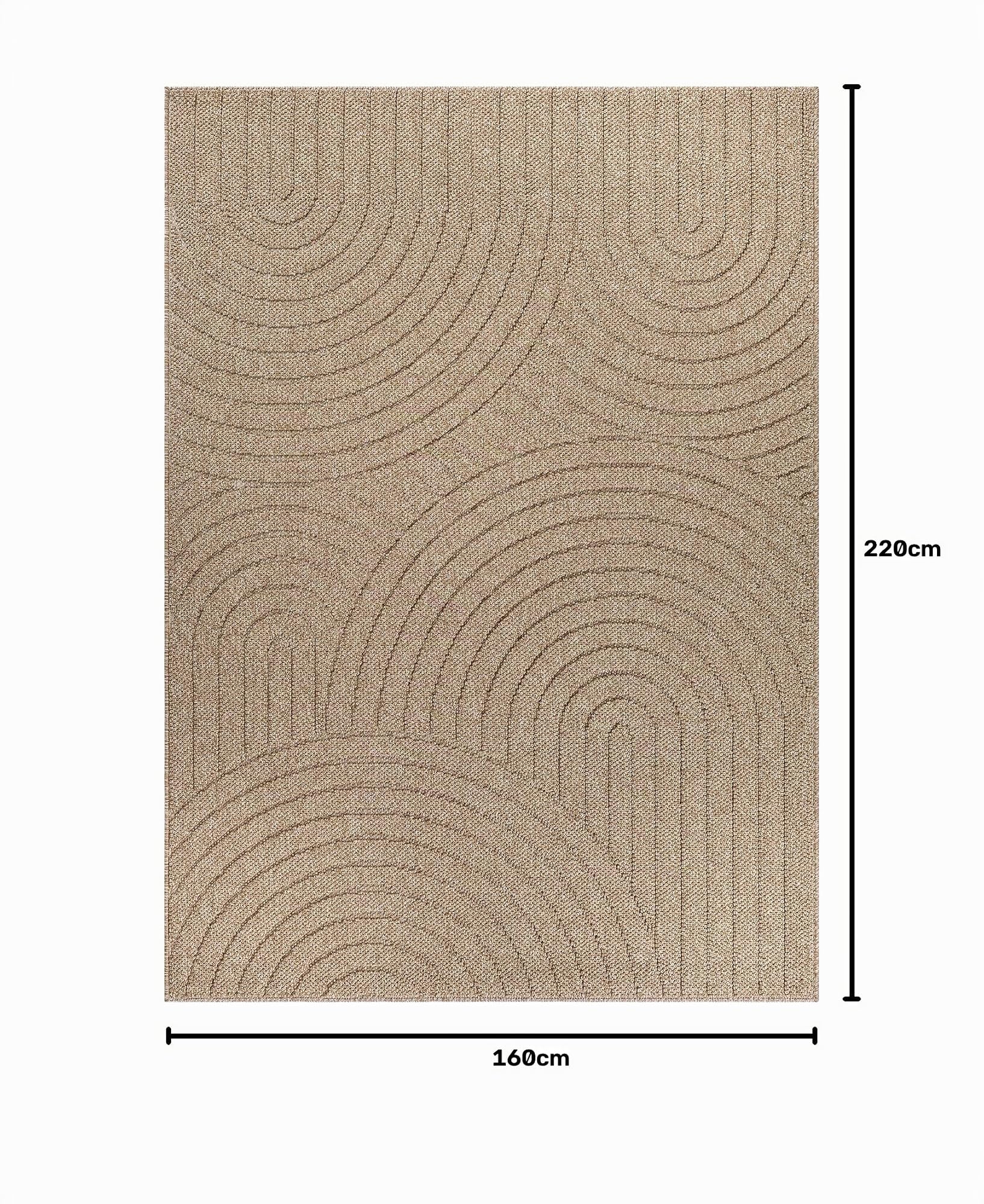 the carpet Cairo – Tapis d’extérieur résistant aux intempéries, Aspect Jute Naturel avec Boucles, Durable, Facile d’Entretien, pour Balcon, terrasse et Jardin, 160 x 220 cm