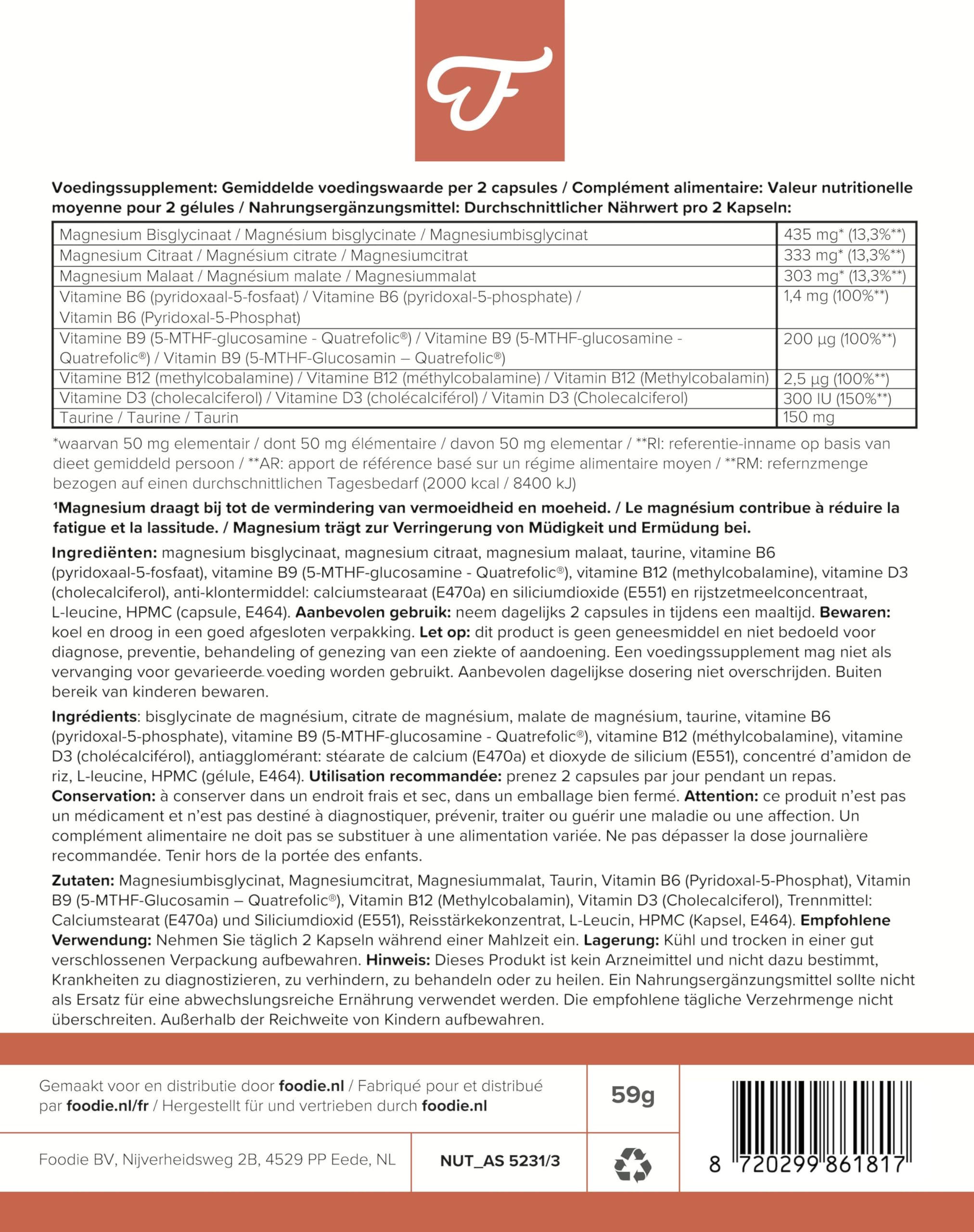 Magnesium Komplex Kapseln Hochdosiert – 3x 60 Kapseln mit Magnesium Bisglycinat, Citrate & Malat – für optimale Muskelfunktion, Energie & Entspannung – Angereichert mit Vitamin B12, B9, B6 & D3