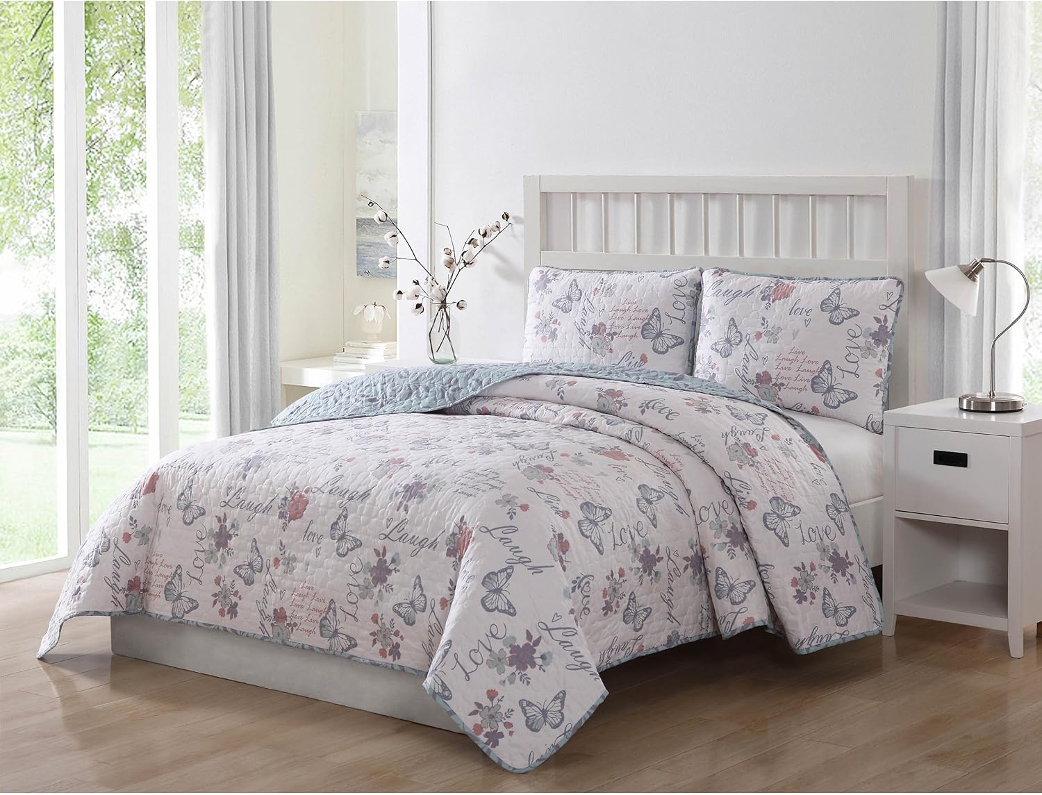 Live Laugh Love Bedding Set | Reversible 3-Piece Quilt Set, King