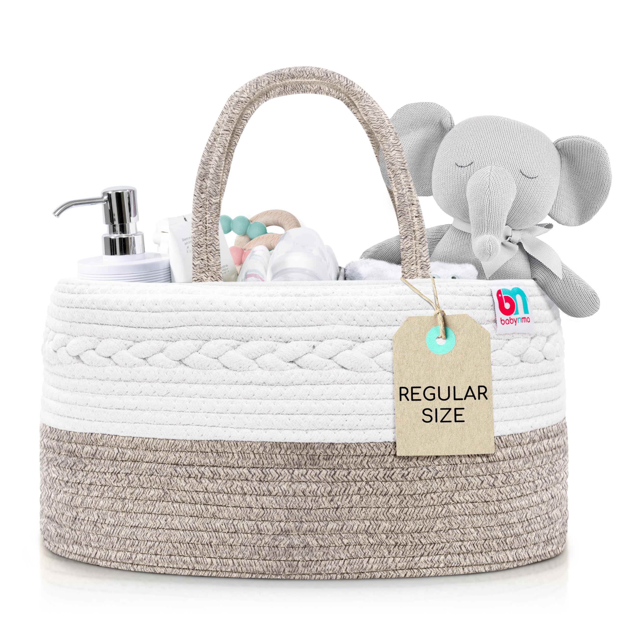 Babynma Rope Diaper Caddy - Storage for Baby and Toddler Items - Portable Cotton Organizer Easily Holds Diapers, Wipes, Clothing - Useful for Nursery,