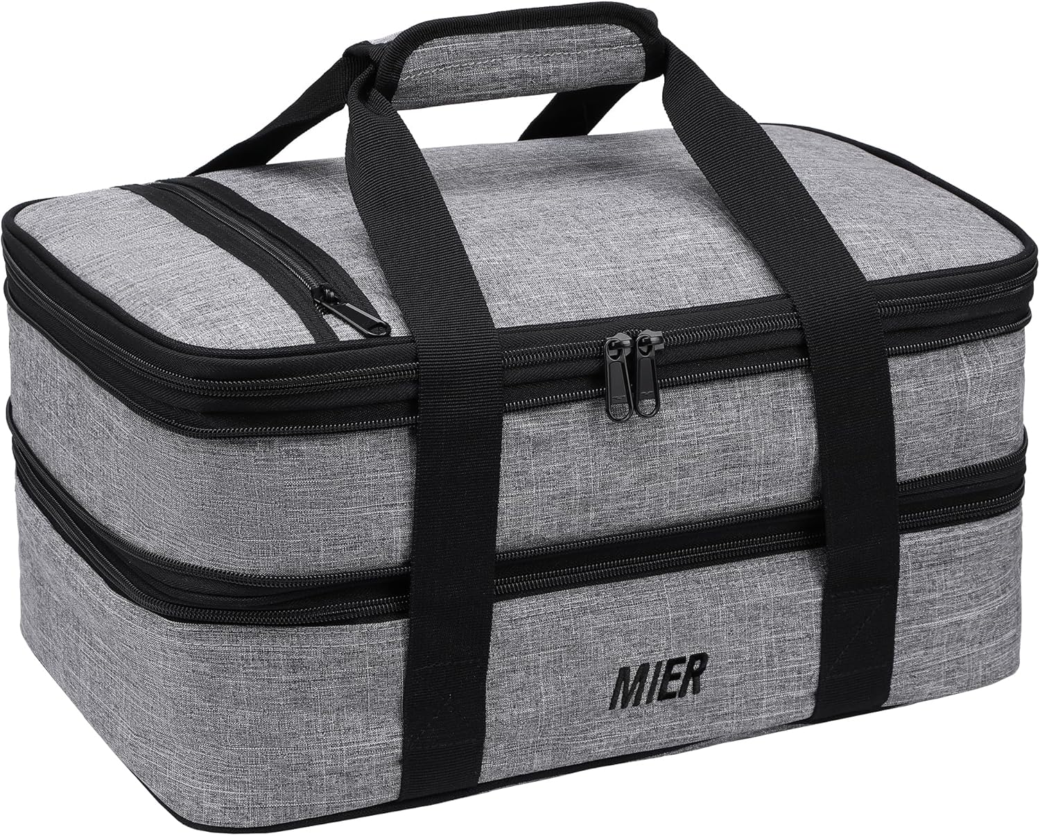 MIER Insulated Double Casserole Carrier Bag for Lasagna Lugger, Potluck Parties, Picnic, Beach, Fits 9 x 13 Inches Baking Dish, Casserole Dish, Expandable, Dark Blue