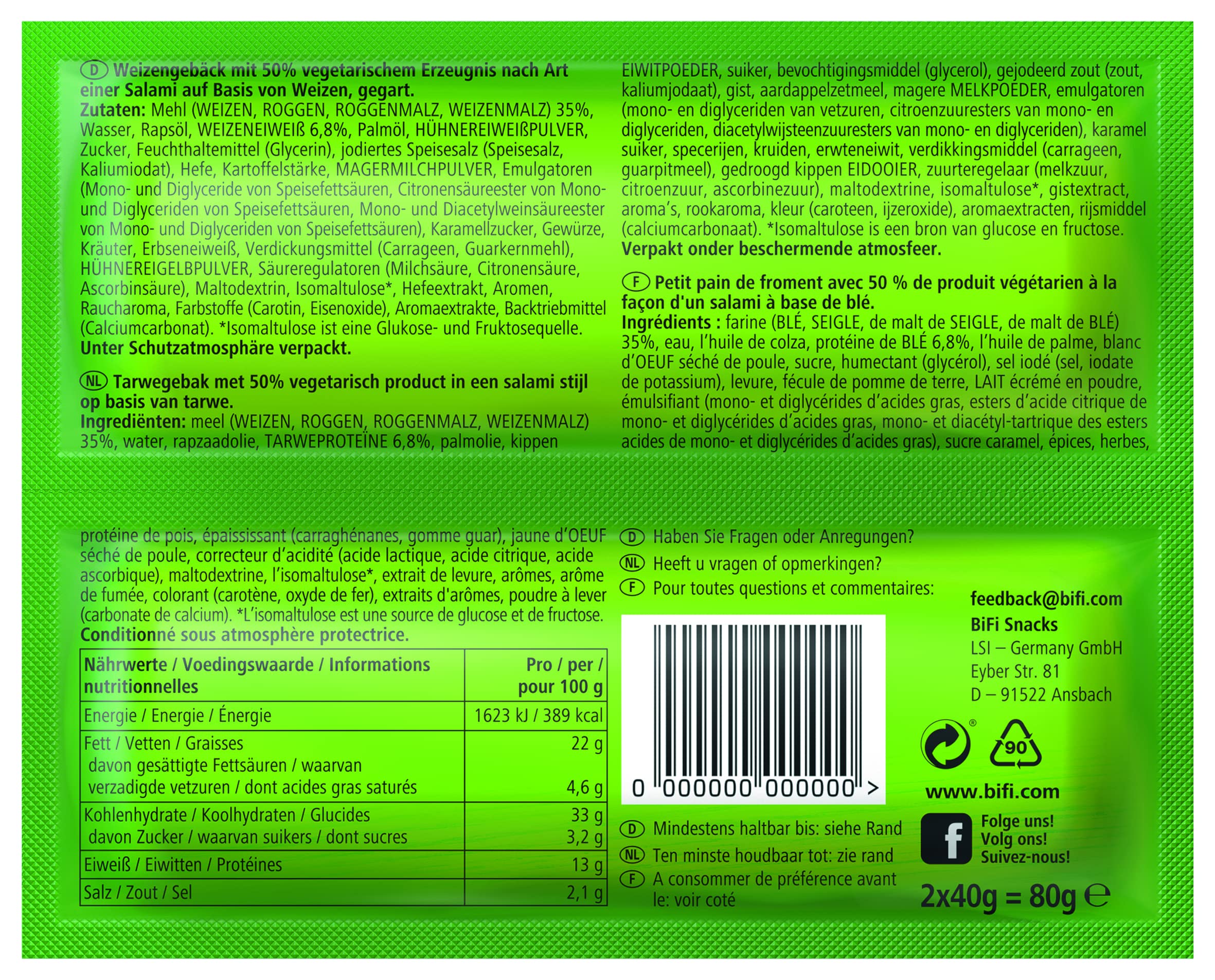 BiFi Veggie Roll Lot de 12 collations végétariennes copieuses à emporter (12 x 2 x 40 g)