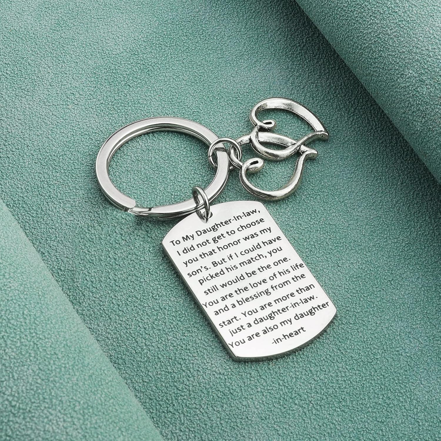 Miniatura 2 de Llavero de regalo para nuera, para nuera, texto You are My Daughter in Heart, Diamante de imitación, circonita