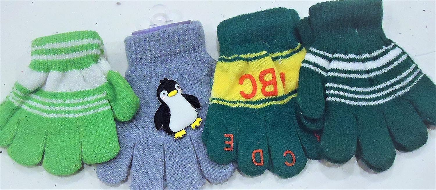 Four Pairs Magic Mittens and Gloves for Infants Toddlers Ages 6 Month to 3 Years