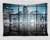 Vista 38 de Ambesonne Tapiz de naturaleza, silueta de oso salvaje en el bosque de la selva en la noche oscura, ilustración para colgar en la pared para Verde