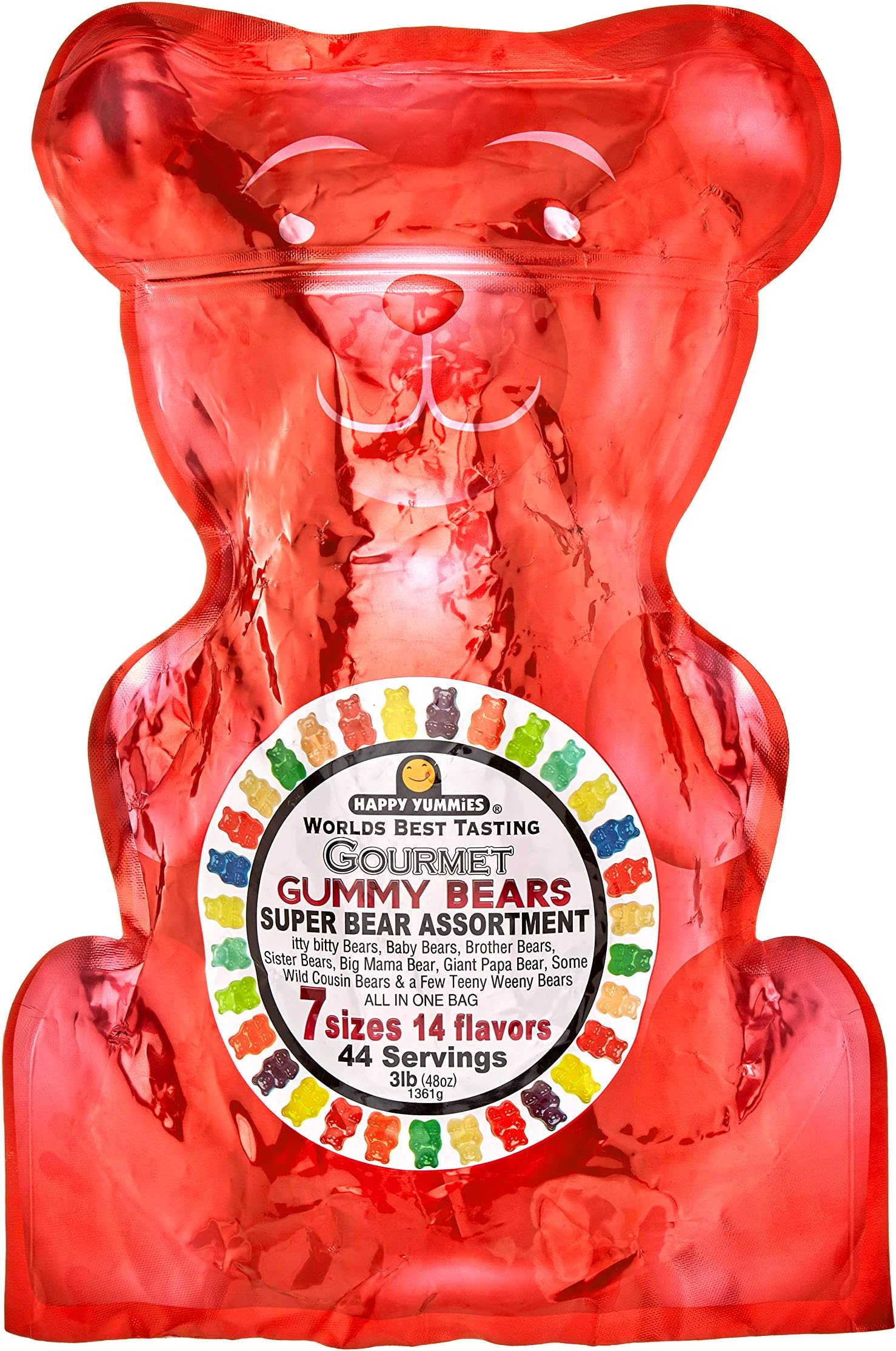 Happy Yummies Worlds Best Tasting Gourmet Gummy Candy Super Bear Assortment 3lb