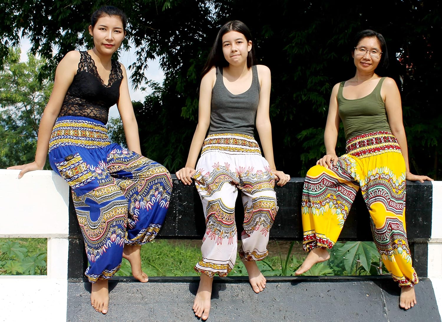 RaanPahMuang Smocked Waist Harem Baggy Pants, Women, Rayon Elephant Boho Yoga - Image 7