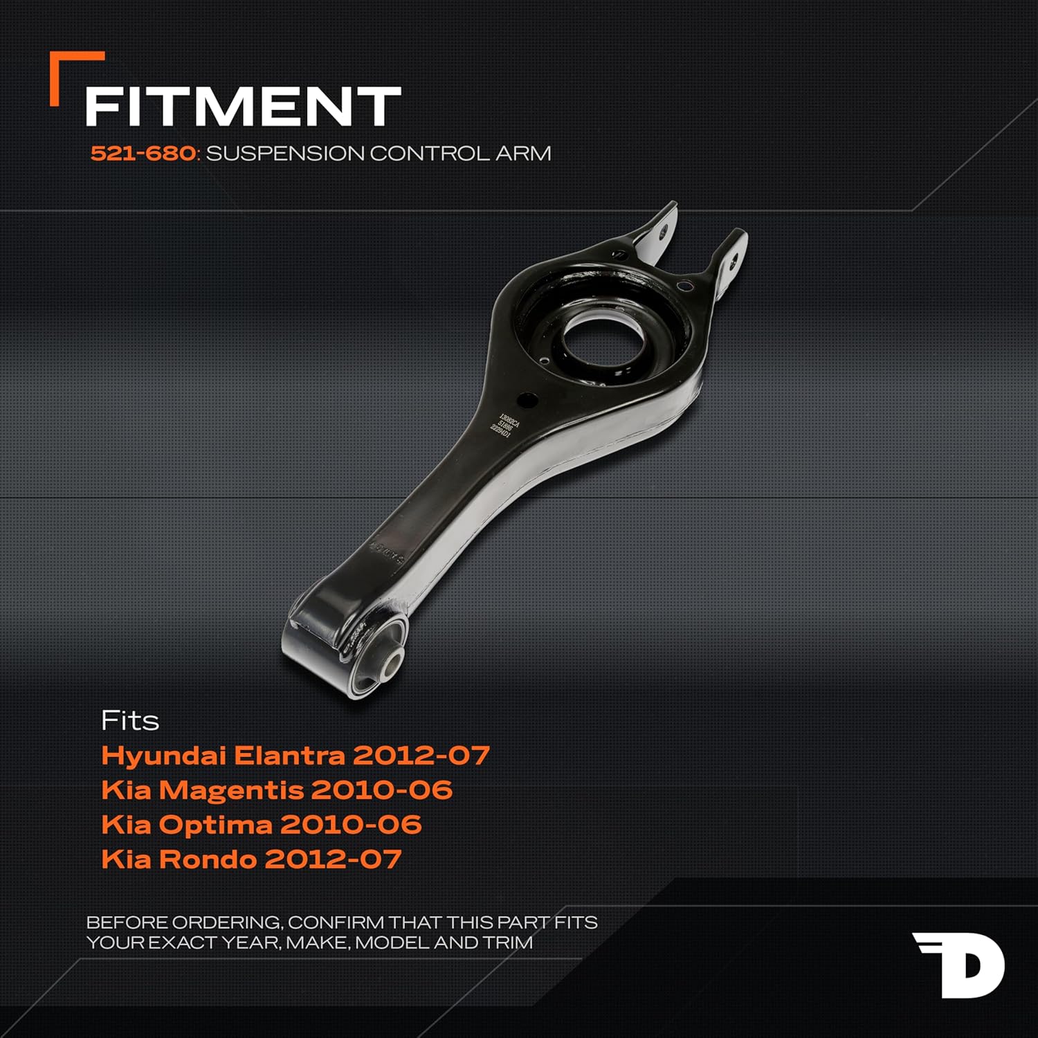 Dorman 521-680 Rear Lower Suspension Control Arm Compatible with Select Hyundai/Kia Models