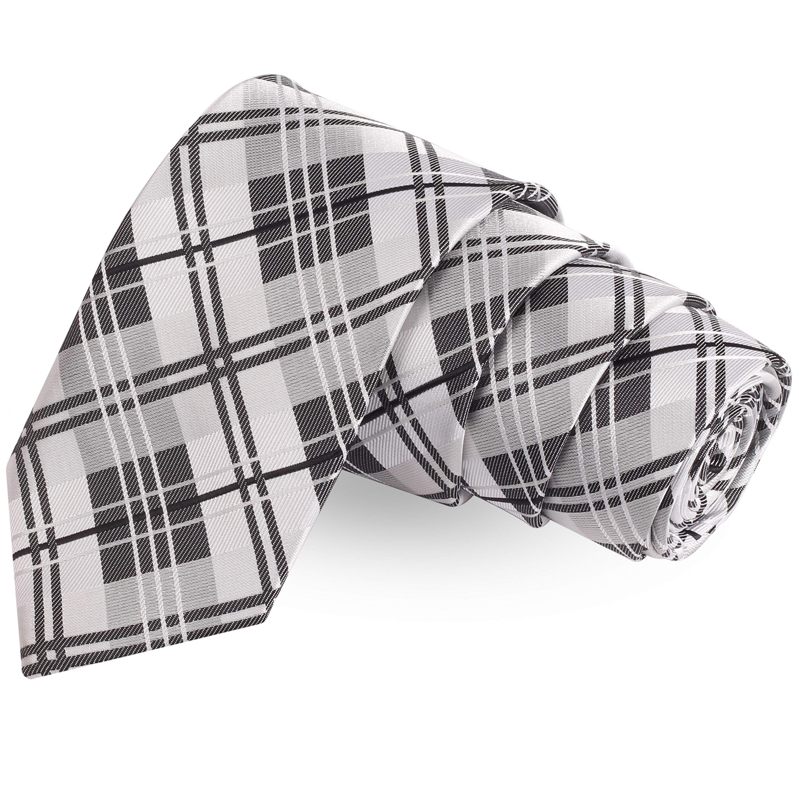 The Radiant Checks White Colored Microfiber Necktie For Men-image-0