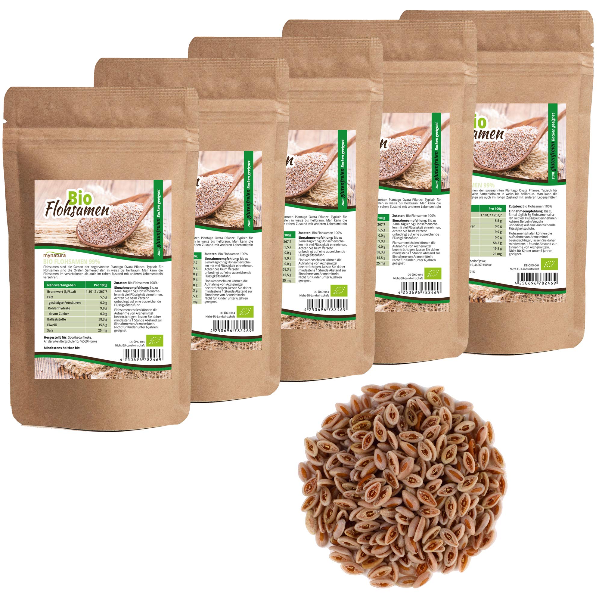Mynatura Bio Flohsamen ganz 1000g | aus Indien | Reich an Ballaststoffen | Lebensmittelqualität | 99% Reinheit | reines Naturprodukt | zum Backen | für Mensch und Tier geeignet (5)