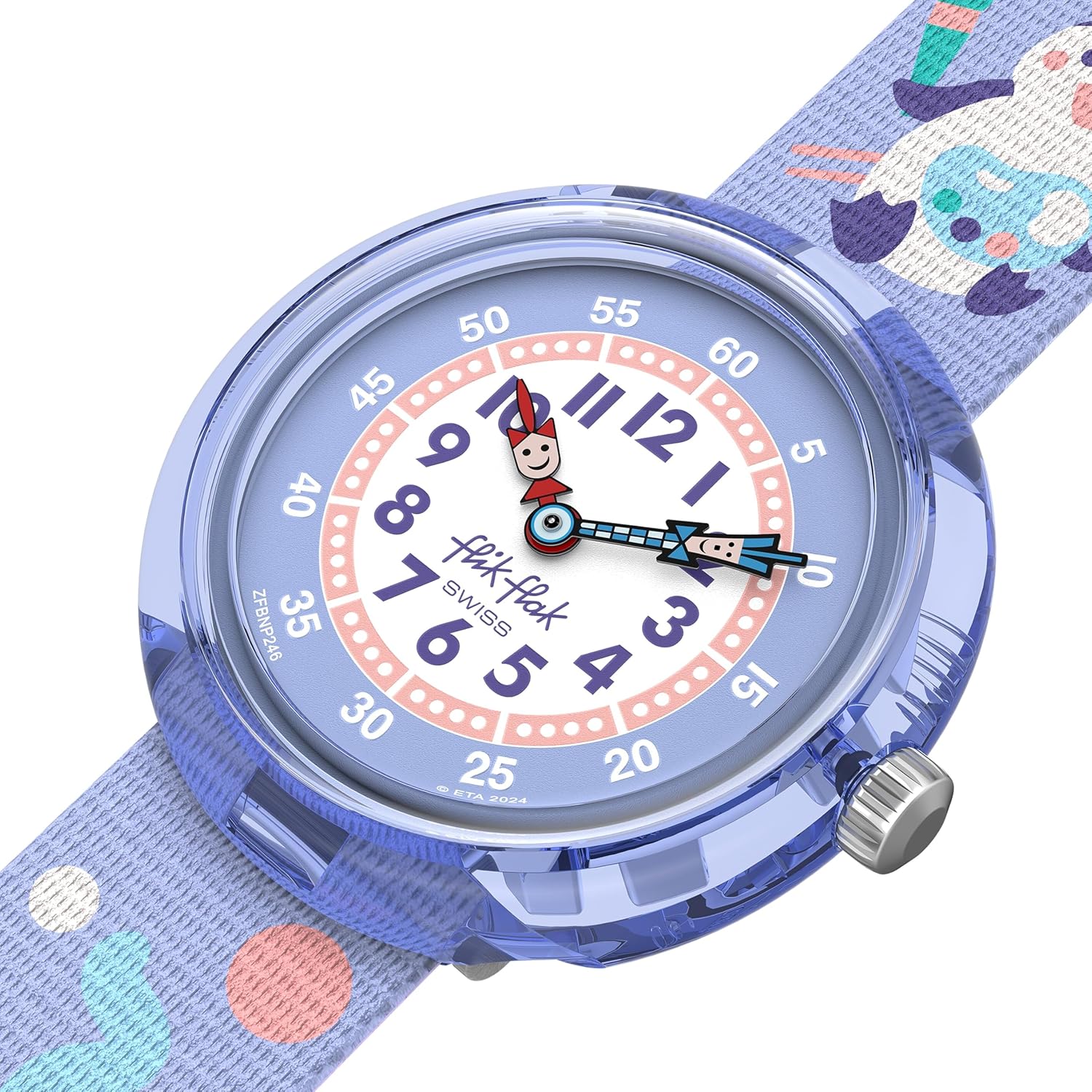 Flik Flak Girl Kids Watch Casual Purple Bio-sourced Water Resistant Quartz Arty Animals