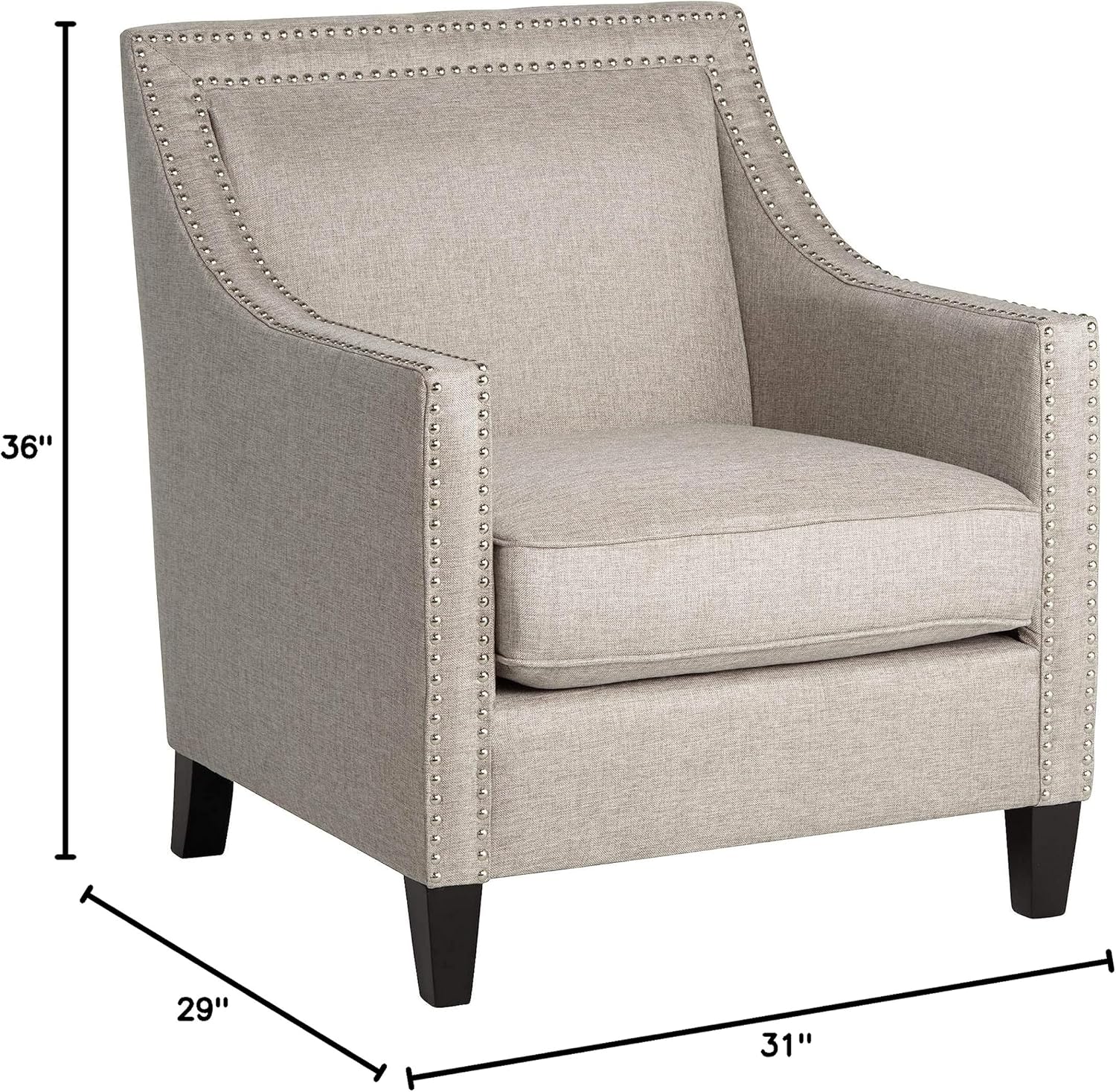 Studio 55D Flynn Heirloom Gray Nailhead Trim Upholstered Armchair