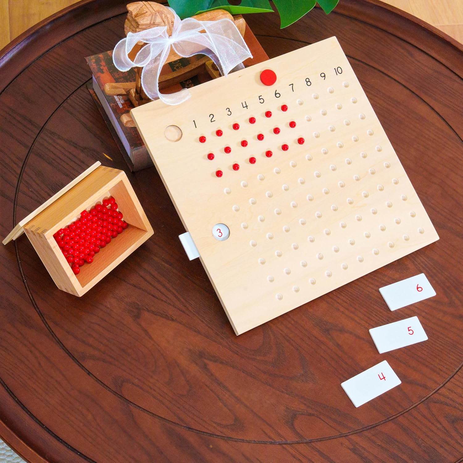 Premium Montessori Multiplication Bead Board- 10.8” Solid Beechwood Times Table Math Toy for Kids Ages 6-9+, Multiplication Board Math Materials with Beads, Homeschool & Classroom Montessori Learning
