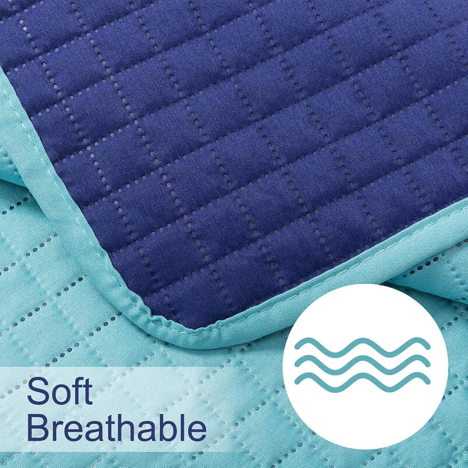 HollyHOME Reversible Super Soft Solid Single Quilted Bed Quilt Bedspread Comforter Bed Cover, Blue and Teal, Twin