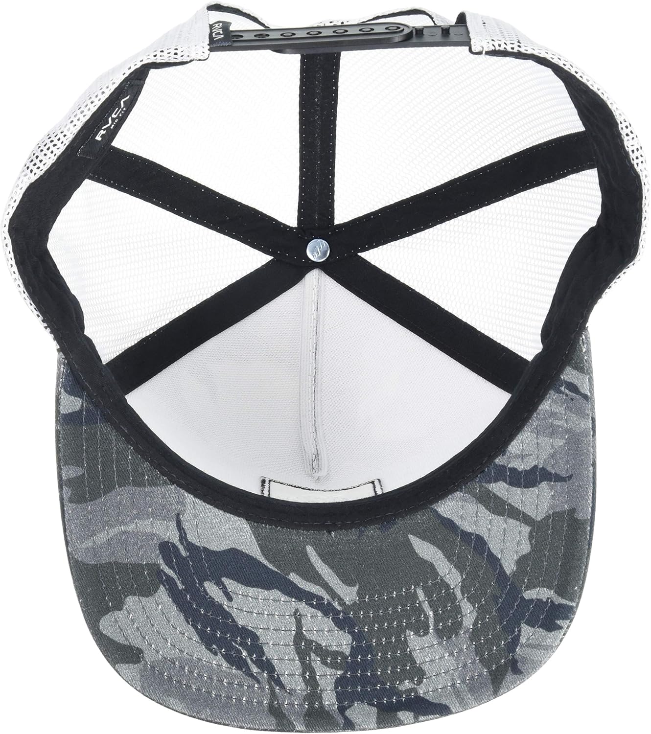 RVCA mens Rvca Men's Adjustable Snapback Mesh Trucker Hat Baseball Cap, Black/White, One Size US: Clothing