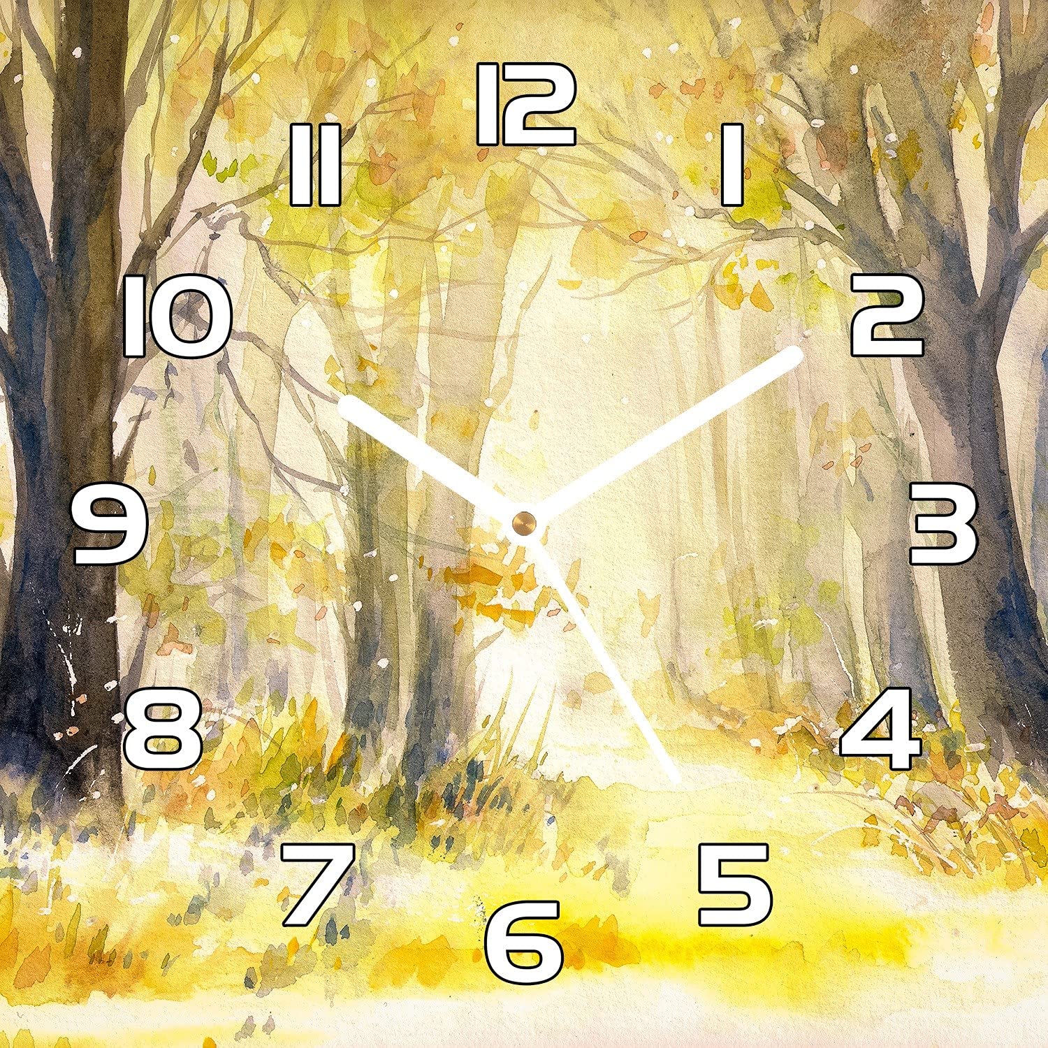 Horloge en verre 30x30 cm Coloray forêt d'été décoration murale salon