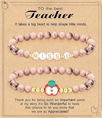 Teacher Appreciation Gifts for Women,Teacher Must Haves Initial Bracelet Mrs Miss End of Year Teacher Gifts Thank You for Helping Me Grow Music Math Science Teachers Bracelets Retirement 2 Set Jewelry