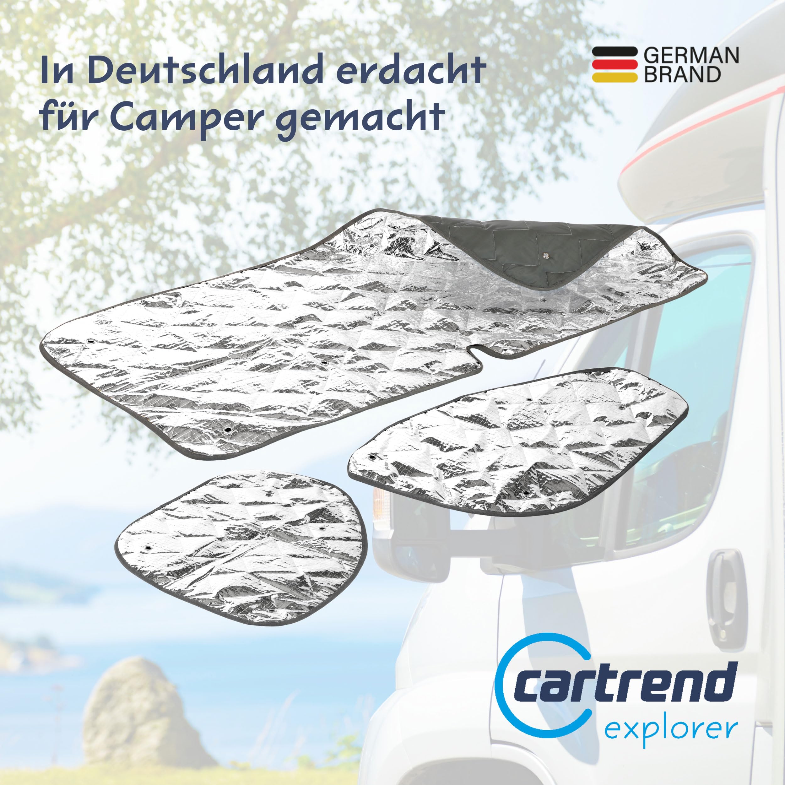 cartrend Termiczne do przyczep kempingowych Fiat Ducato, izolacja cieplna, do szyb przednich i bocznych, 3-częściowe, akcesoria kempingowe